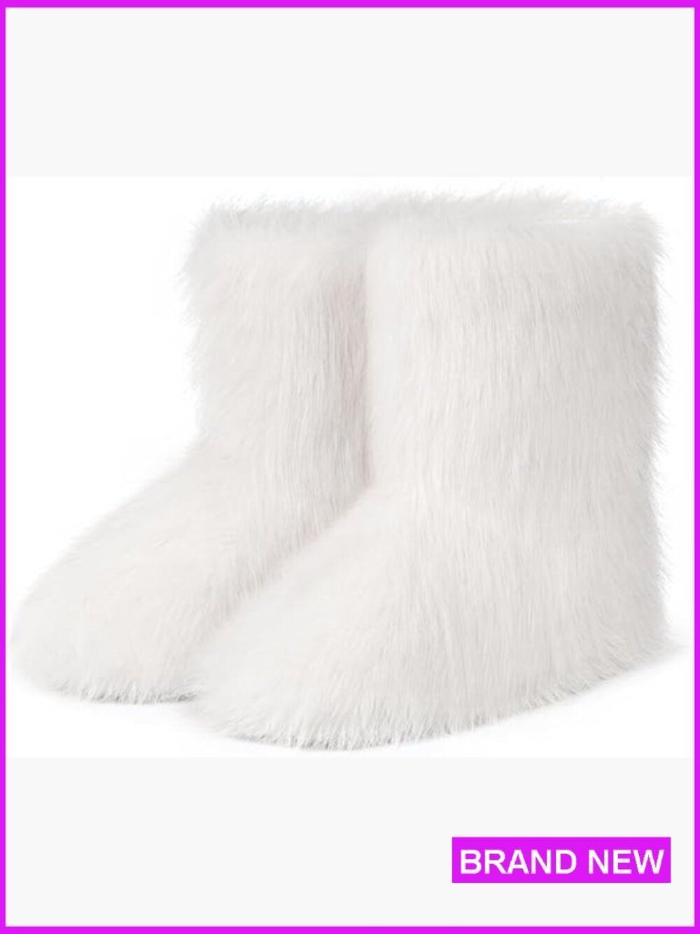 Furry Faux Fur Mid-Calf Snow Boots Warm Winter Fluffy Outdoor Flat Shoes